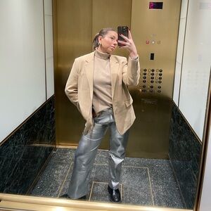 Abercrombie & Fitch Silver Faux Leather High Rise Pants